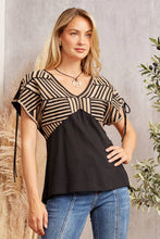 Load image into Gallery viewer, Babydoll knit top features v neckline  Black
