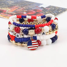 Load image into Gallery viewer, NINEXIS - CWMM10463_USA FLAG RED WHITE BLUE BEADED BRACELET: TYPE2 / (OS) 1
