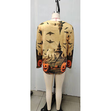 Load image into Gallery viewer, Halloween Print V-Neck Long Sleeve Top
