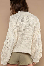 Load image into Gallery viewer, Mock Neck Balloon Sleeve Cable Knit Pullover Sweater : ORANGE
