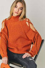 Load image into Gallery viewer, SOLID TURTLE NECK CUTOUT LONG SLEEVE SWEATER: Cream SALE
