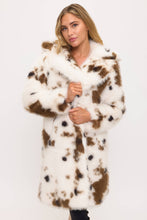 Load image into Gallery viewer, Cowgirl Luxe Faux Fur Coat: Cow Print
