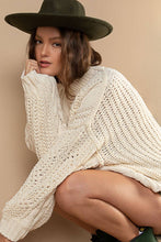 Load image into Gallery viewer, Mock Neck Balloon Sleeve Cable Knit Pullover Sweater : ORANGE
