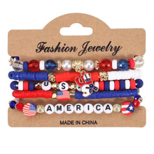 Load image into Gallery viewer, NINEXIS - CWMM10463_USA FLAG RED WHITE BLUE BEADED BRACELET: TYPE2 / (OS) 1
