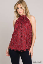 Load image into Gallery viewer, BURGUNDY Halter top with cut flowers
