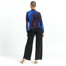 Load image into Gallery viewer, Long Sleeve Crossover Faux Wrap Top: PURPLE MULTI
