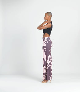 Palazzo Pant - Floral Stem: PINK/COCO / S