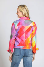 Load image into Gallery viewer, Printed Denim Jacket - Orange &amp; Pink Multi: Pink/Orange Multi / XS
