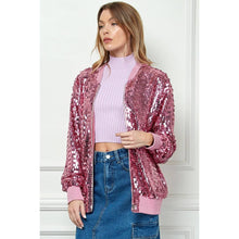 Load image into Gallery viewer, Veveret - Sequin Bomber Jacket: Pink / M

