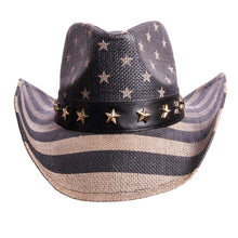 Load image into Gallery viewer, Americana - Straw Cowboy Hat: Red, White &amp; Blue - S/M
