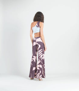 Palazzo Pant - Floral Stem: PINK/COCO / S