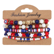 Load image into Gallery viewer, NINEXIS - CWMM10463_USA FLAG RED WHITE BLUE BEADED BRACELET: TYPE2 / (OS) 1

