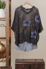 Load image into Gallery viewer, Mello. - Distressed Star Knit Pullover: WHITE / S
