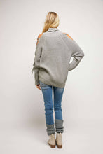 Load image into Gallery viewer, SOLID TURTLE NECK CUTOUT LONG SLEEVE SWEATER: Cream SALE
