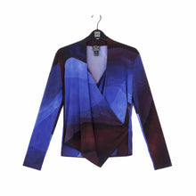 Load image into Gallery viewer, Long Sleeve Crossover Faux Wrap Top: PURPLE MULTI
