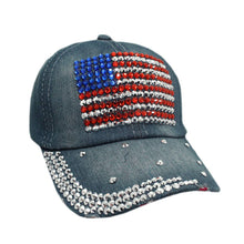 Load image into Gallery viewer, Crystallized American Flag Cap - Blue
