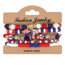 Load image into Gallery viewer, NINEXIS - CWMM10463_USA FLAG RED WHITE BLUE BEADED BRACELET: TYPE2 / (OS) 1
