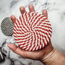 Load image into Gallery viewer, Candy cane  Coasters, Red White Christmas Coaster Set: Red-4pk
