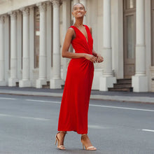 Load image into Gallery viewer, Center Slit Maxi Dress:  red-sale
