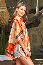 Load image into Gallery viewer, Scarf Print Off-Shoulder Poncho Sunset Magnolia / One Size
