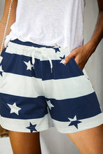 Load image into Gallery viewer, USA Stars and stripe Pockets Drawstring Shorts
