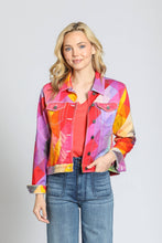 Load image into Gallery viewer, Printed Denim Jacket - Orange &amp; Pink Multi: Pink/Orange Multi / XS
