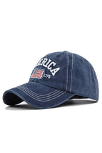 Load image into Gallery viewer, America Flag Embroidered Baseball Cap :Navy / One Size

