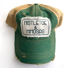 Load image into Gallery viewer, MISTLETOE &amp; MIMOSAS Trucker Hat: STEEL BLUE
