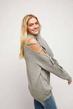 Load image into Gallery viewer, SOLID TURTLE NECK CUTOUT LONG SLEEVE SWEATER: Cream SALE
