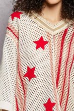 Load image into Gallery viewer, V-Neck Half Sleeve Stripe Sweater Top Star Patch Band Trim
