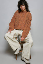 Load image into Gallery viewer, Pol Clothing - Mock Neck Balloon Sleeve Cable Knit Pullover Sweater : Black
