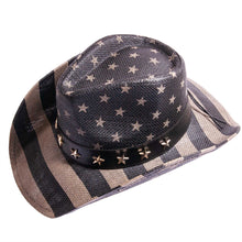 Load image into Gallery viewer, Americana - Straw Cowboy Hat: Red, White &amp; Blue - S/M
