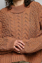 Load image into Gallery viewer, Pol Clothing - Mock Neck Balloon Sleeve Cable Knit Pullover Sweater : Black
