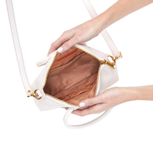 Sheila Top Zip Crossbody in White and Tan-SALE