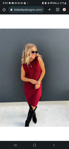 Burgundy sleeveless sweater dress