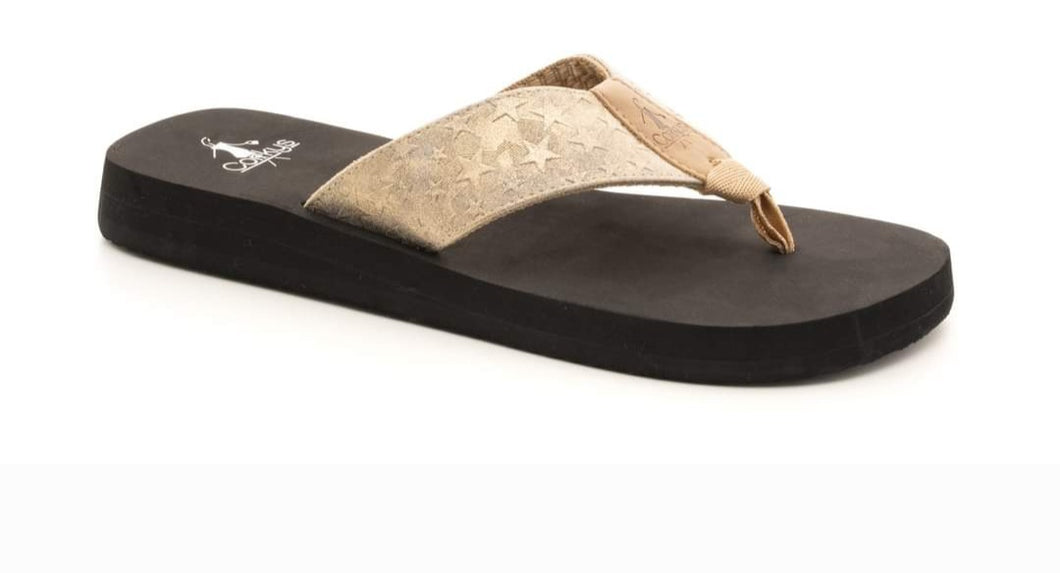 Freedom flip flops in gold