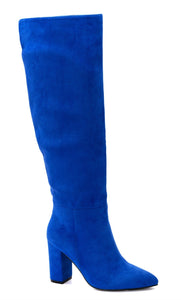Two faced high leg boot in Electric blue faux suede-SALE