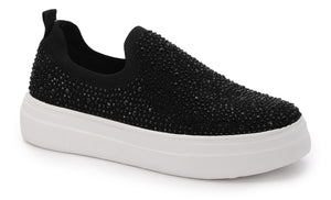 Swank slip on shoes with black crystals