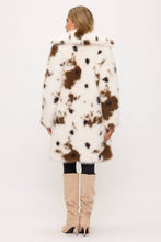 Load image into Gallery viewer, Cowgirl Luxe Faux Fur Coat: Cow Print
