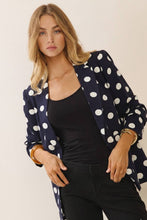 Load image into Gallery viewer, Oddi - Polka Dot Collared Blazer: Navy White / S
