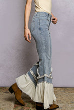 Load image into Gallery viewer, Vintage Washing Solid Double Gauze Ruffle Twill Pants: DENIM
