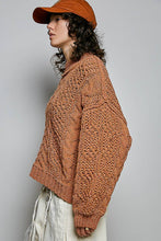 Load image into Gallery viewer, Pol Clothing - Mock Neck Balloon Sleeve Cable Knit Pullover Sweater : Black
