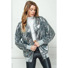Load image into Gallery viewer, Veveret - Sequin Bomber Jacket: Pink / L
