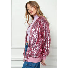 Load image into Gallery viewer, Veveret - Sequin Bomber Jacket: Pink / M
