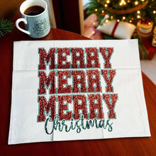 Load image into Gallery viewer, Christmas Kitchen Towels | 100% Cotton | With Hanging Loop: Merry Christmas Glitter
