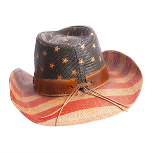 Americana - Straw Cowboy Hat: Red, White & Blue - S/M