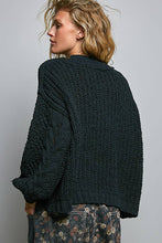 Load image into Gallery viewer, Pol Clothing - Mock Neck Balloon Sleeve Cable Knit Pullover Sweater : Black

