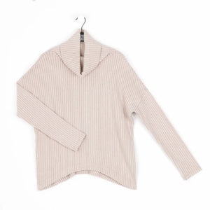 Chunky Ribbed - Tipped Hem Sweater Top: SAND