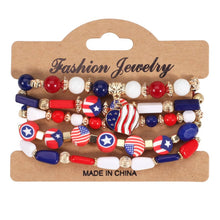 Load image into Gallery viewer, NINEXIS - CWMM10463_USA FLAG RED WHITE BLUE BEADED BRACELET: TYPE2 / (OS) 1
