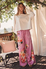 Load image into Gallery viewer, Oddi - Denim-look Sublimation Printed Wide Leg Pants: FLOWER BLUE / M

